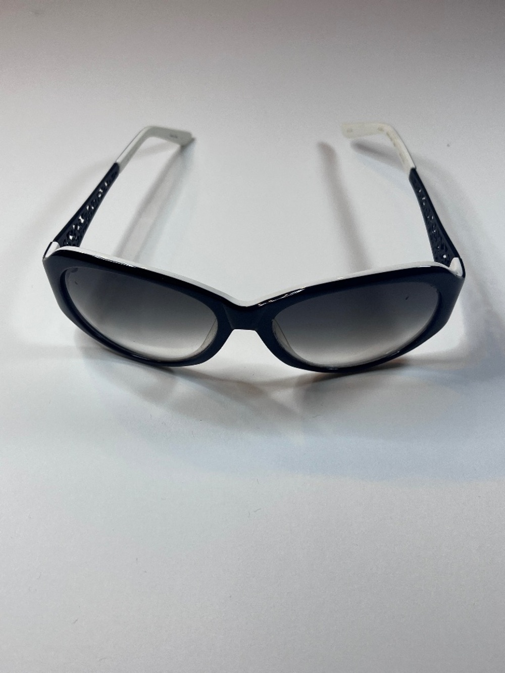 Lulu Guinness Belle Oversized Black and White Sunglasses with Filigree Detail